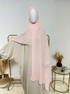 Hijab Mousseline - Hijab à enfiler avec bonnet croisé intégré - Rose clair - My Qamis Homme