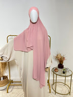 Hijab Mousseline - Hijab à enfiler avec bonnet croisé intégré - Rose - My Qamis Homme