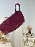 Hijab Mousseline - Hijab à enfiler avec bonnet croisé intégré - Rouge Bordeaux - My Qamis Homme