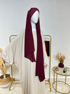Hijab Mousseline - Hijab à enfiler avec bonnet croisé intégré - Rouge Bordeaux - My Qamis Homme