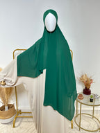 Hijab Mousseline - Hijab à enfiler avec bonnet croisé intégré - Vert - My Qamis Homme