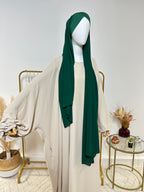 Hijab Mousseline - Hijab à enfiler avec bonnet croisé intégré - Vert - My Qamis Homme