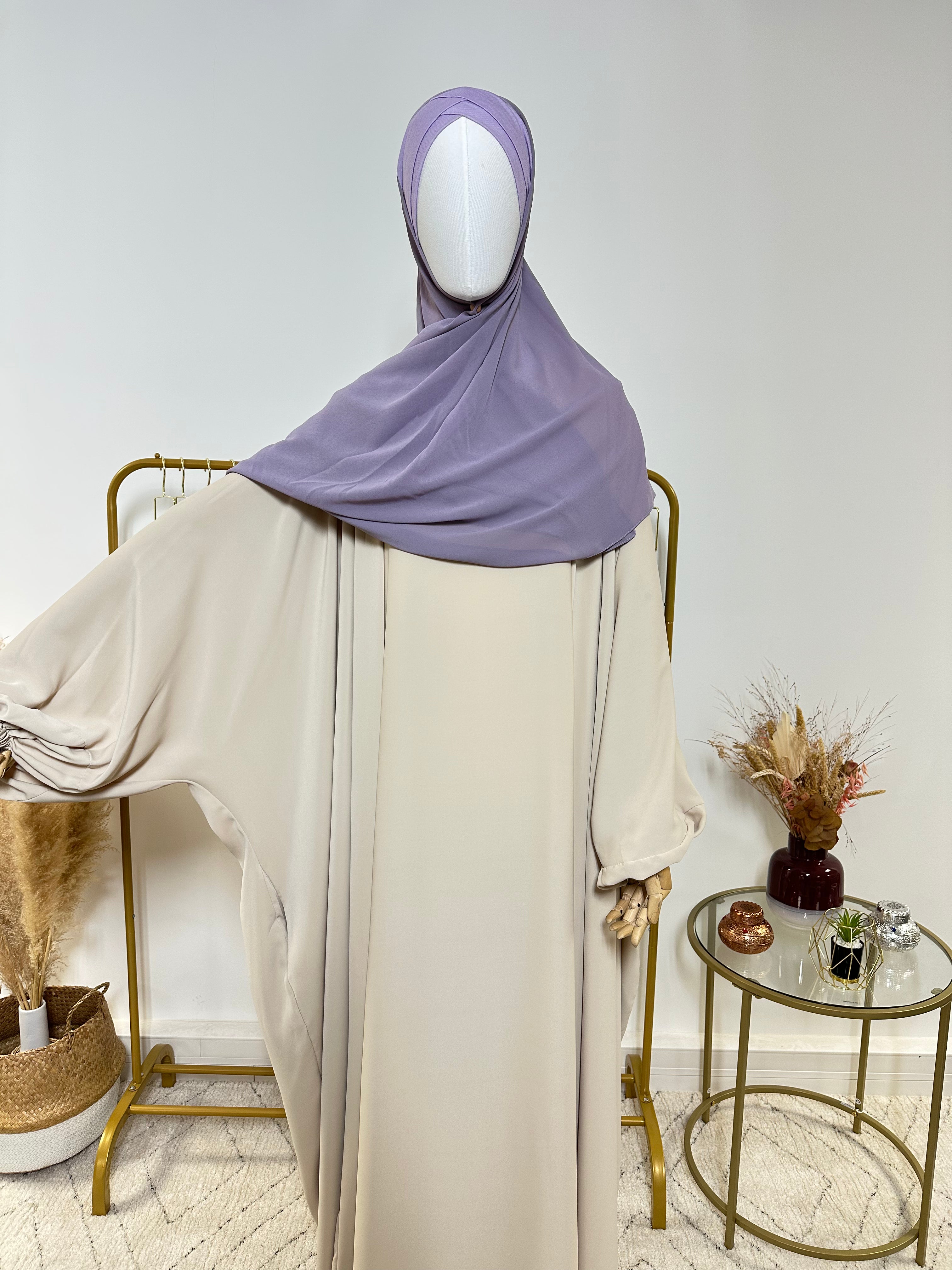 Hijab Mousseline - Hijab à enfiler avec bonnet croisé intégré - Violet - My Qamis Homme