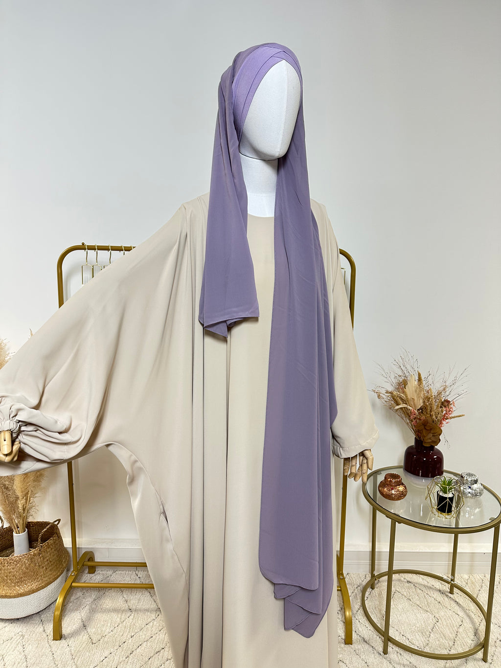 Hijab Mousseline - Hijab à enfiler avec bonnet croisé intégré - Violet - My Qamis Homme
