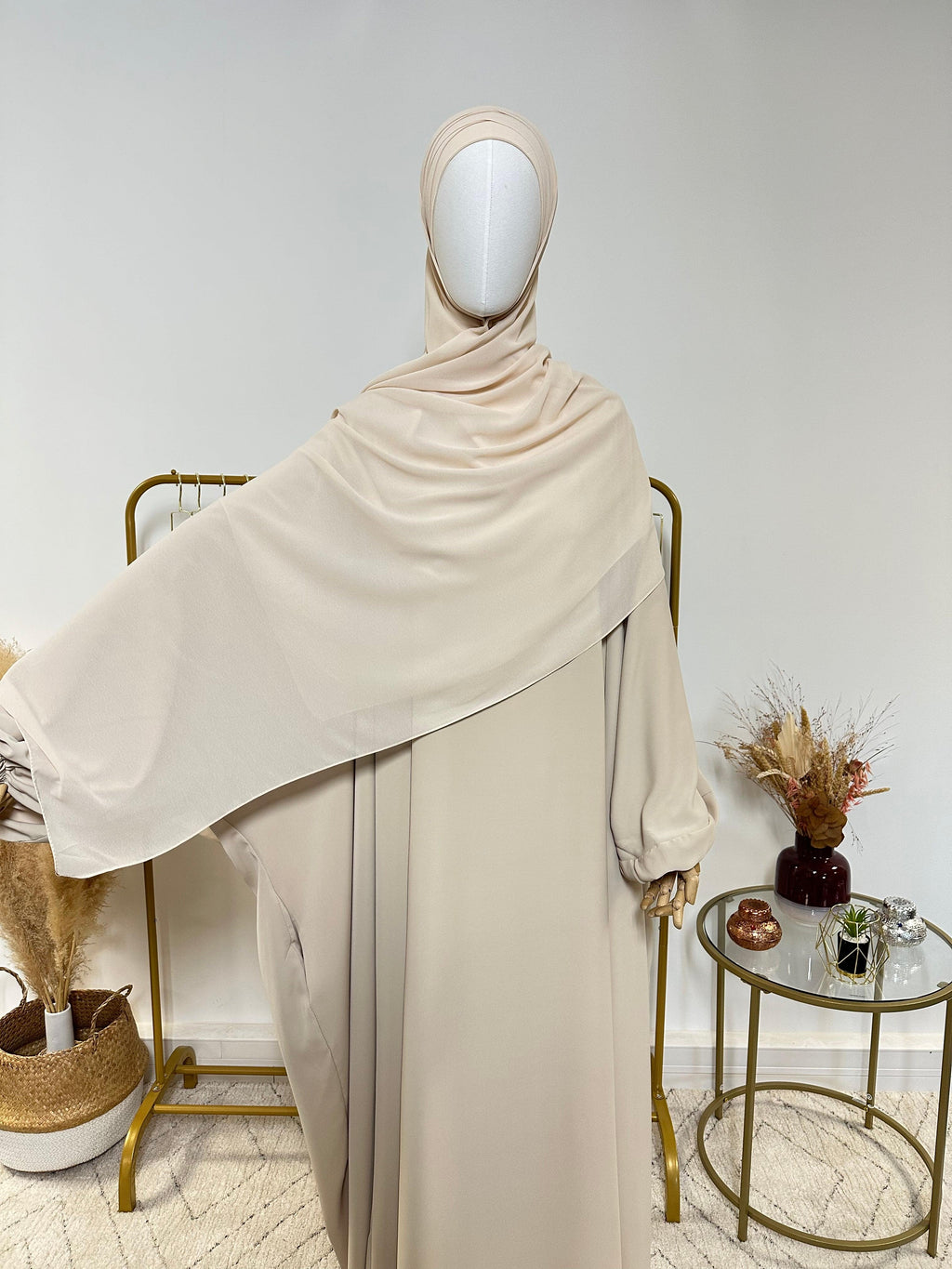 Hijab Mousseline - Hijab à enfiler avec bonnet en mousseline intégré - Beige - My Qamis Homme