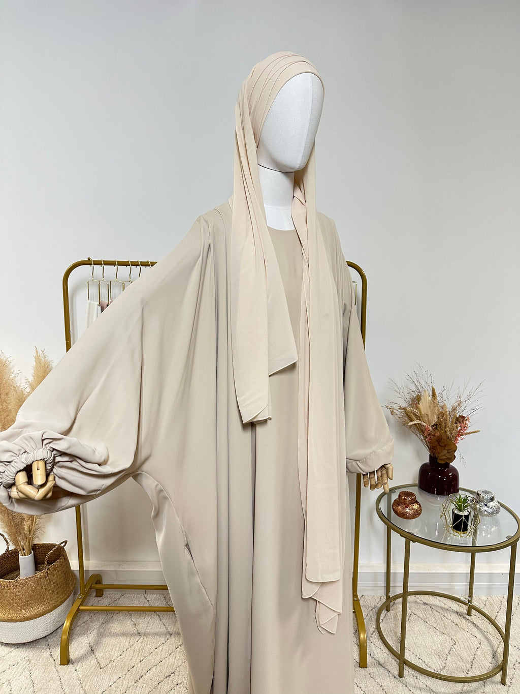 Hijab Mousseline - Hijab à enfiler avec bonnet en mousseline intégré - Beige - My Qamis Homme