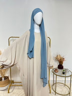 Hijab Mousseline - Hijab à enfiler avec bonnet en mousseline intégré - Bleu - My Qamis Homme