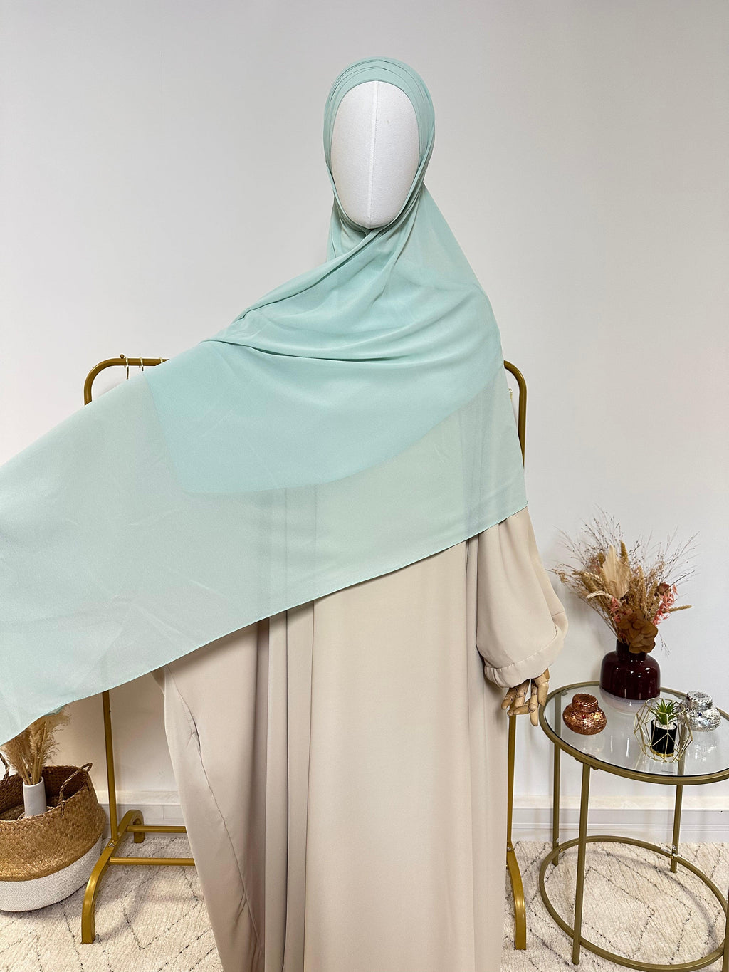 Hijab Mousseline - Hijab à enfiler avec bonnet en mousseline intégré - Bleu Turquoise - My Qamis Homme