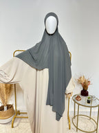Hijab Mousseline - Hijab à enfiler avec bonnet en mousseline intégré - Gris foncé - My Qamis Homme