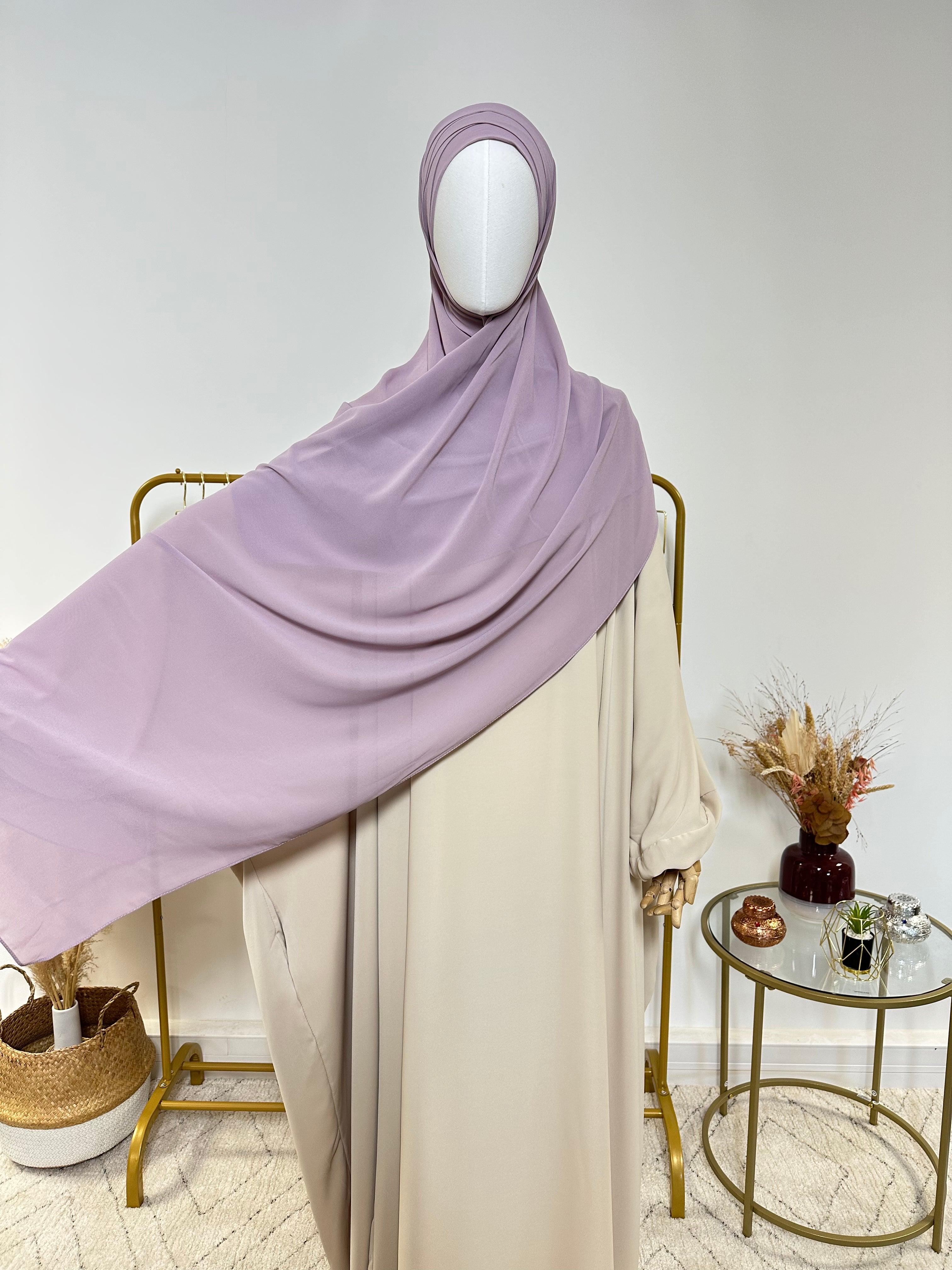 Hijab Mousseline - Hijab à enfiler avec bonnet en mousseline intégré - Lilas - My Qamis Homme
