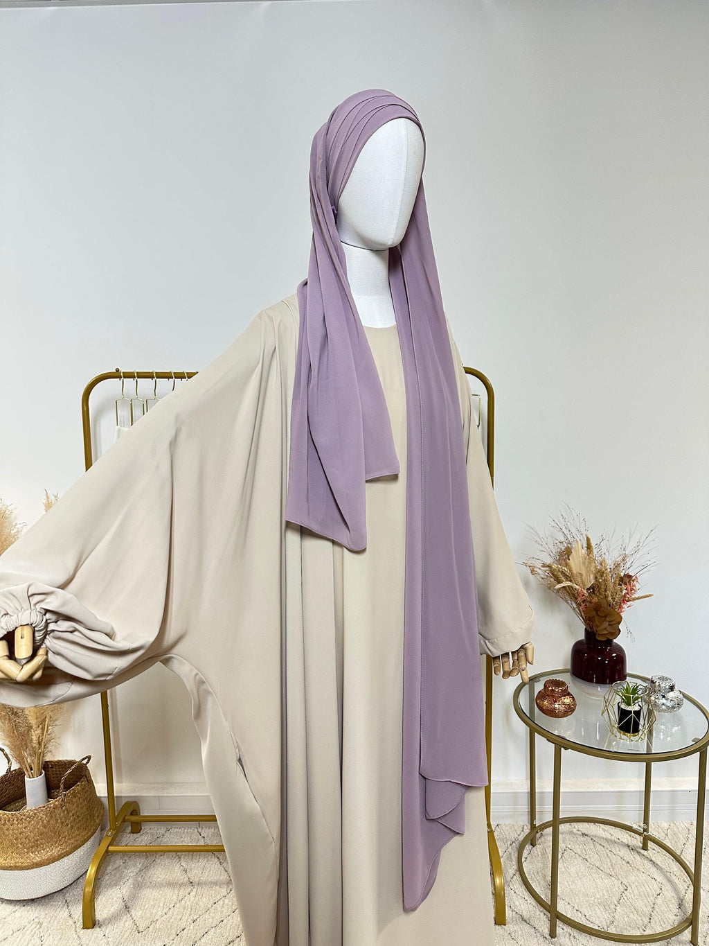 Hijab Mousseline - Hijab à enfiler avec bonnet en mousseline intégré - Lilas - My Qamis Homme