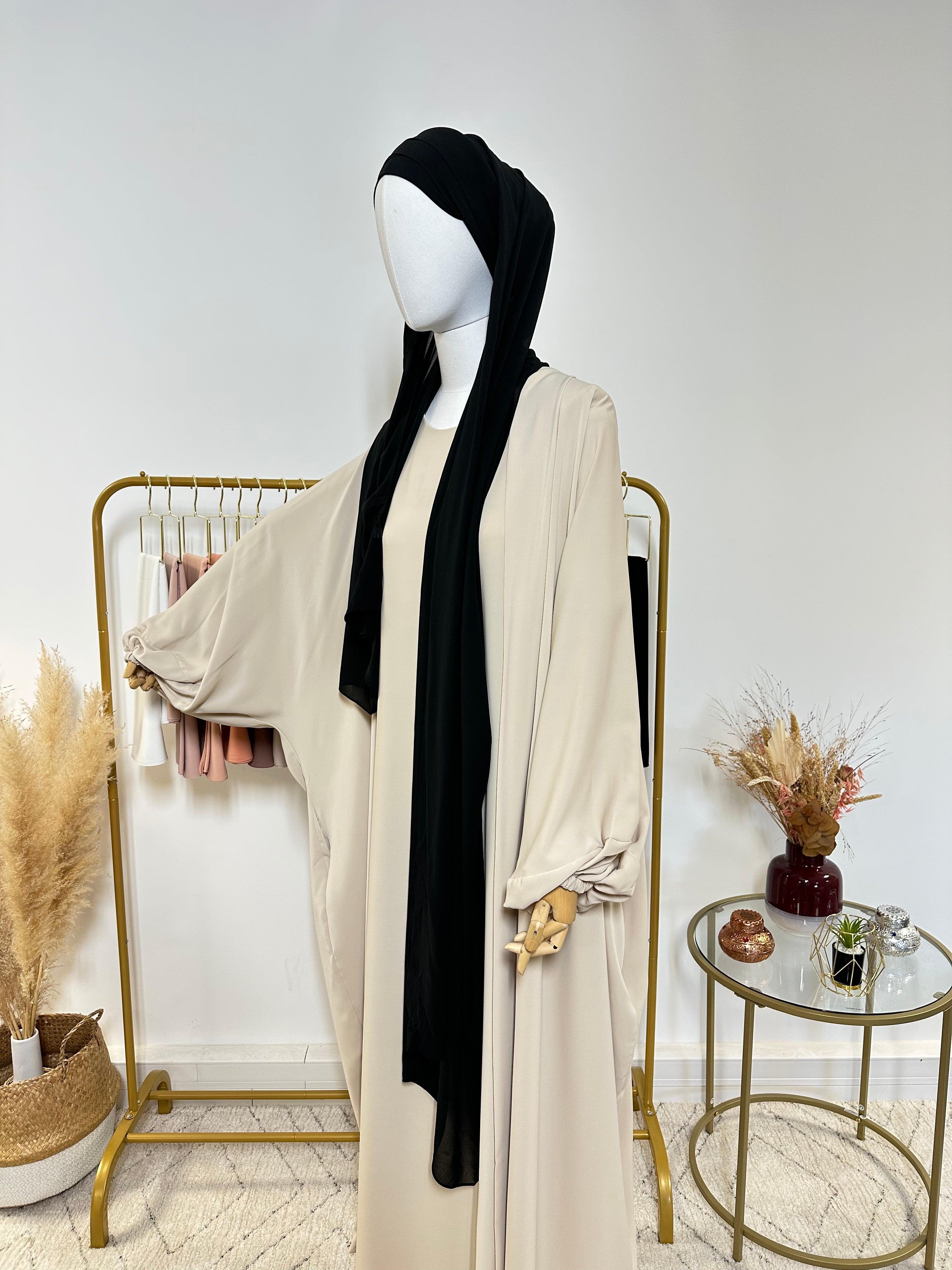 Hijab Mousseline - Hijab à enfiler avec bonnet en mousseline intégré - Noir - My Qamis Homme