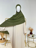Hijab Mousseline - Hijab à enfiler avec bonnet en mousseline intégré - Vert Kaki - My Qamis Homme
