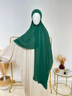 Hijab Mousseline - Hijab à enfiler avec bonnet en mousseline intégré - Vert Sapin - My Qamis Homme
