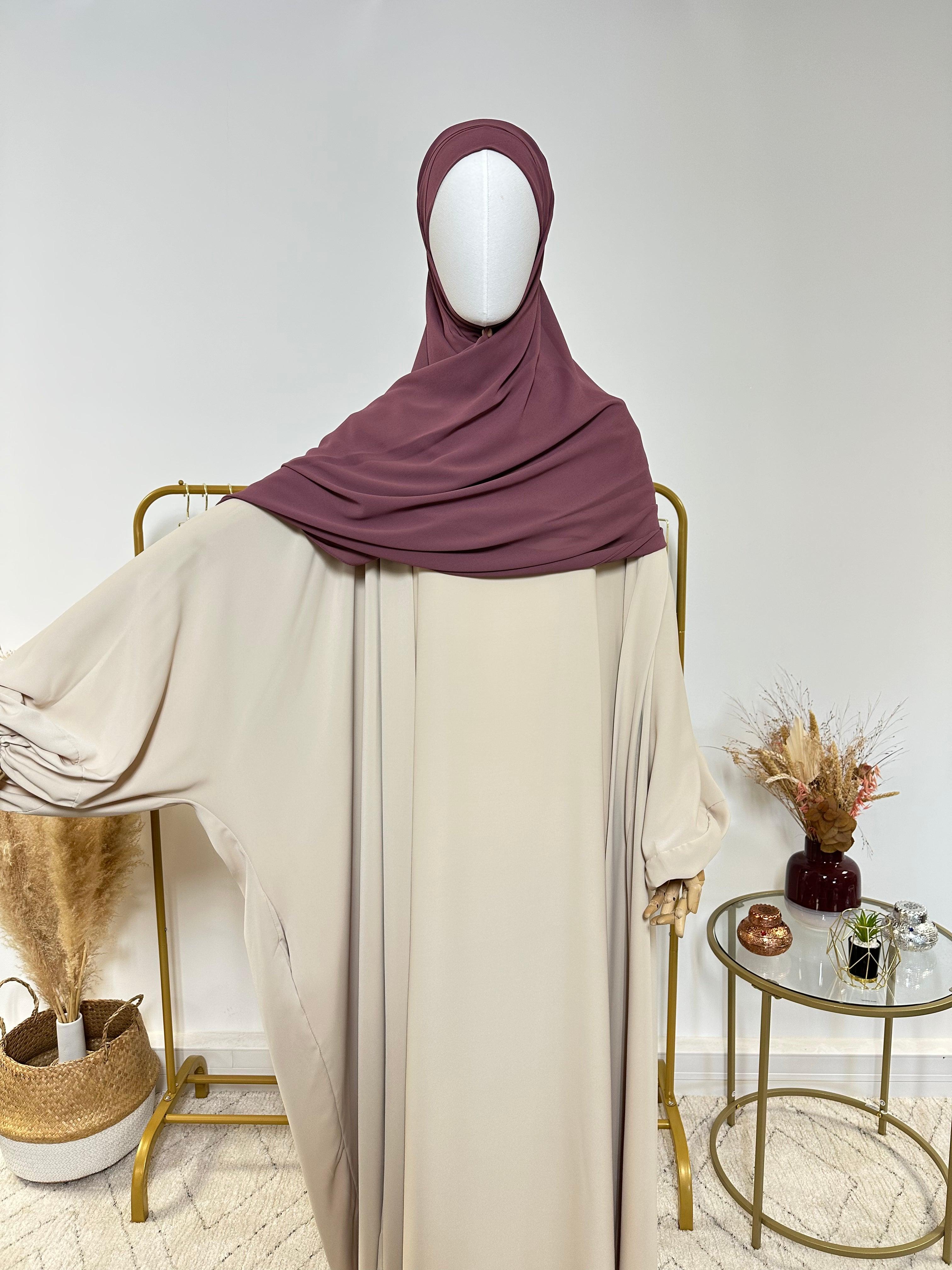 Hijab Mousseline - Hijab à enfiler avec bonnet en mousseline intégré - Violet - My Qamis Homme