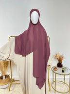 Hijab Mousseline - Hijab à enfiler avec bonnet en mousseline intégré - Violet - My Qamis Homme