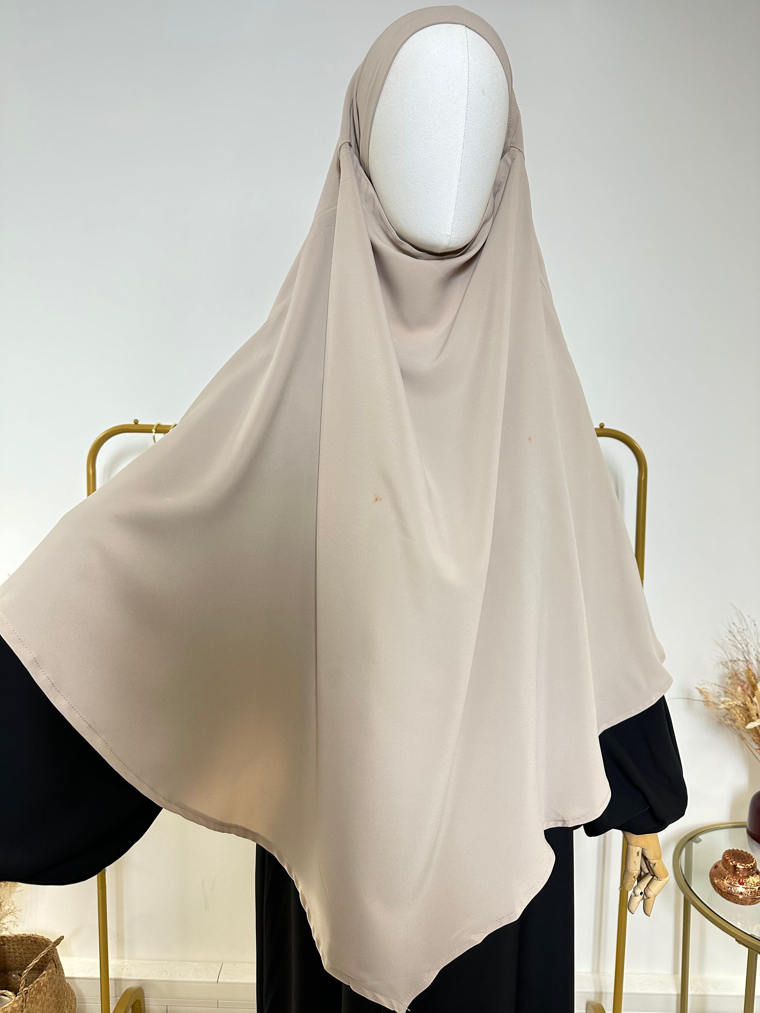 Khimar en Soie de Médine - Khimar 2 voiles - Beige Taupe - My Qamis Homme