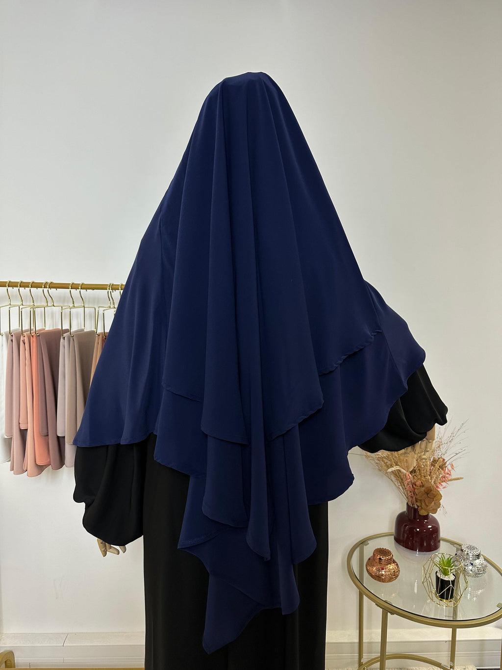 Khimar en Soie de Médine - Khimar 2 voiles - Bleu Marine - My Qamis Homme