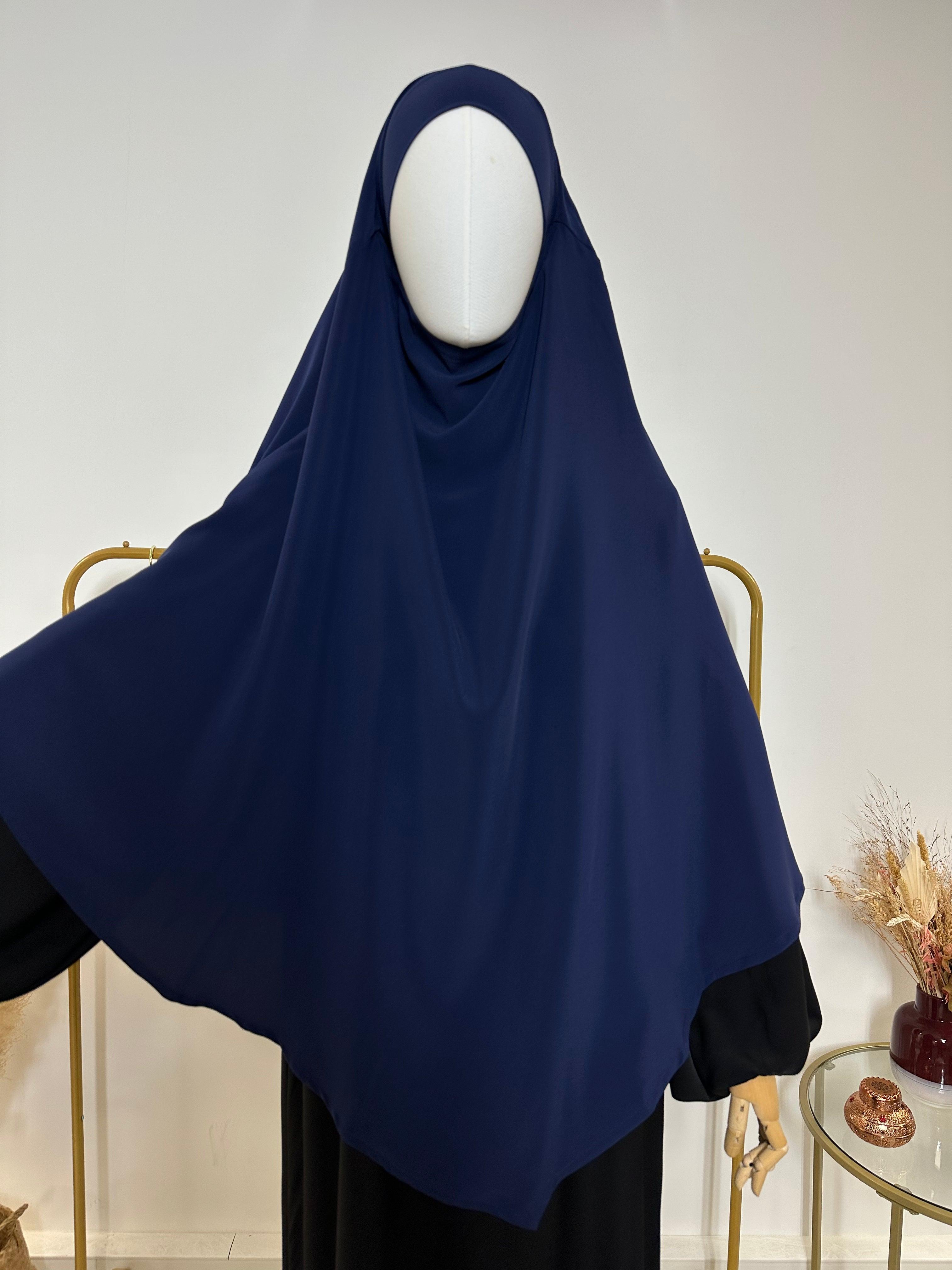 Khimar en Soie de Médine - Khimar 2 voiles - Bleu Marine - My Qamis Homme