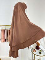 Khimar en Soie de Médine - Khimar 2 voiles - Camel Marron - My Qamis Homme