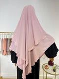 Khimar en Soie de Médine - Khimar 2 voiles - Rose poudré - My Qamis Homme