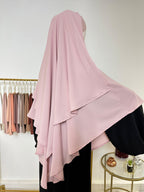 Khimar en Soie de Médine - Khimar 2 voiles - Rose poudré - My Qamis Homme