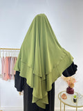 Khimar en Soie de Médine - Khimar 2 voiles - Vert kaki - My Qamis Homme