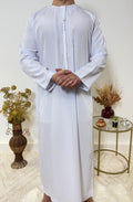 Qamis Emirati avec cravate - Blanc Bleutée - My Qamis Homme