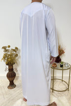 Qamis Emirati avec cravate - Blanc Bleutée - My Qamis Homme