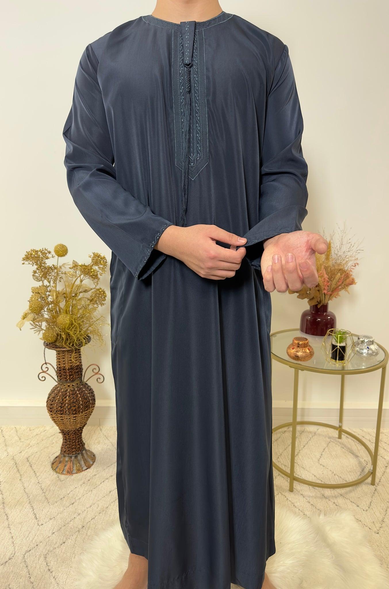Qamis Emirati avec cravate - Bleu Marine - My Qamis Homme