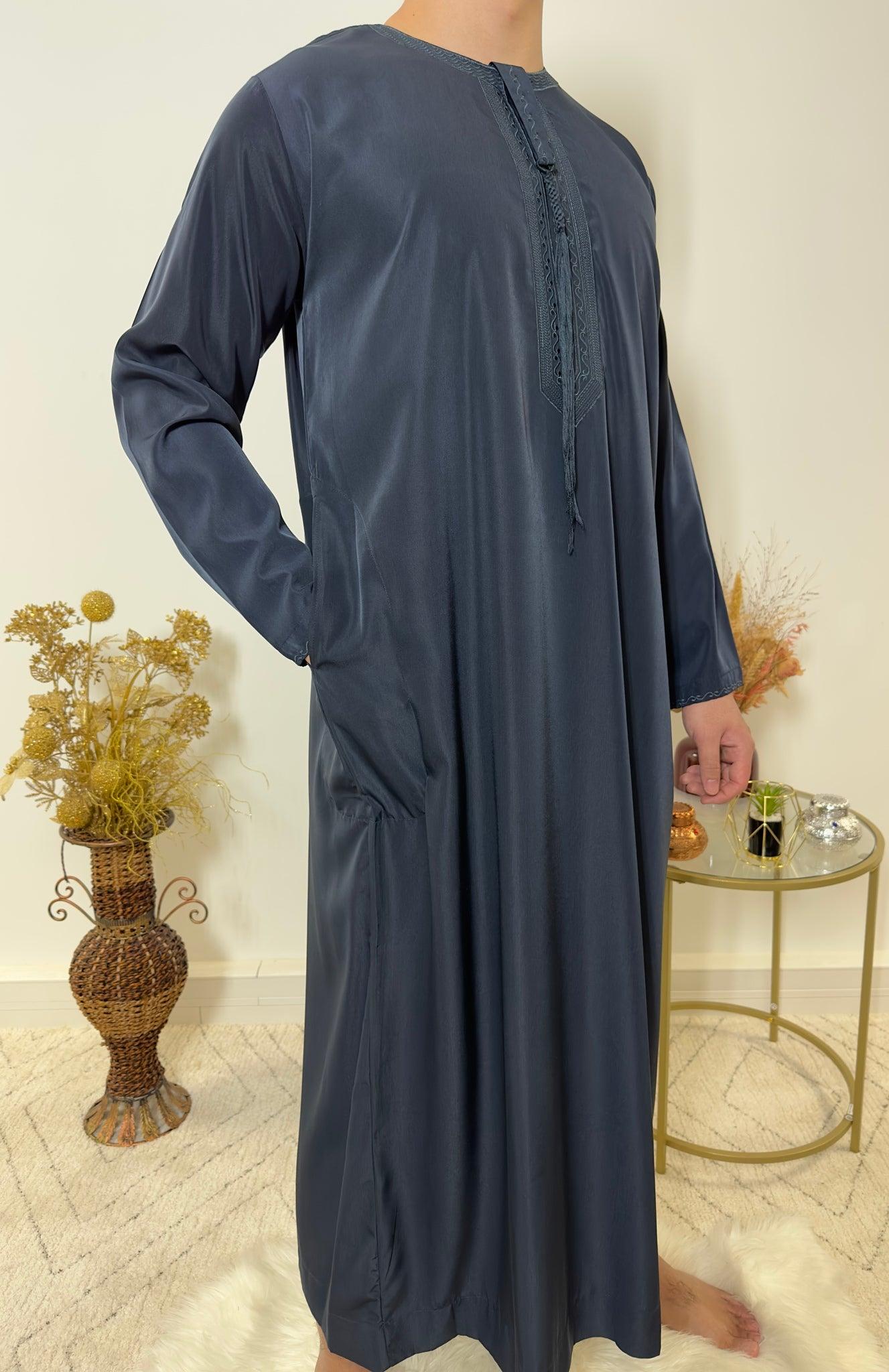 Qamis Emirati avec cravate - Bleu Marine - My Qamis Homme