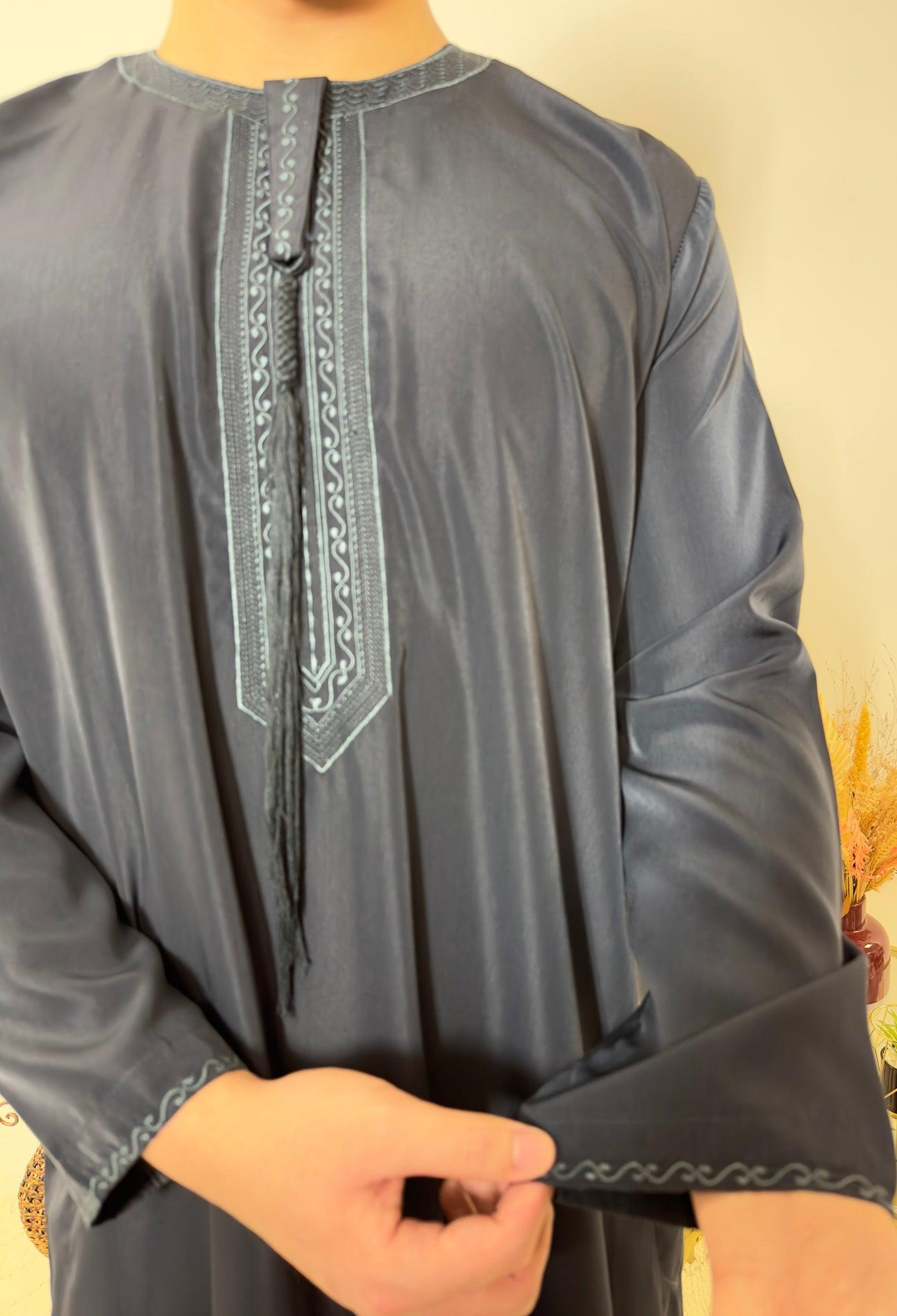 Qamis Emirati avec cravate - Bleu Marine - My Qamis Homme