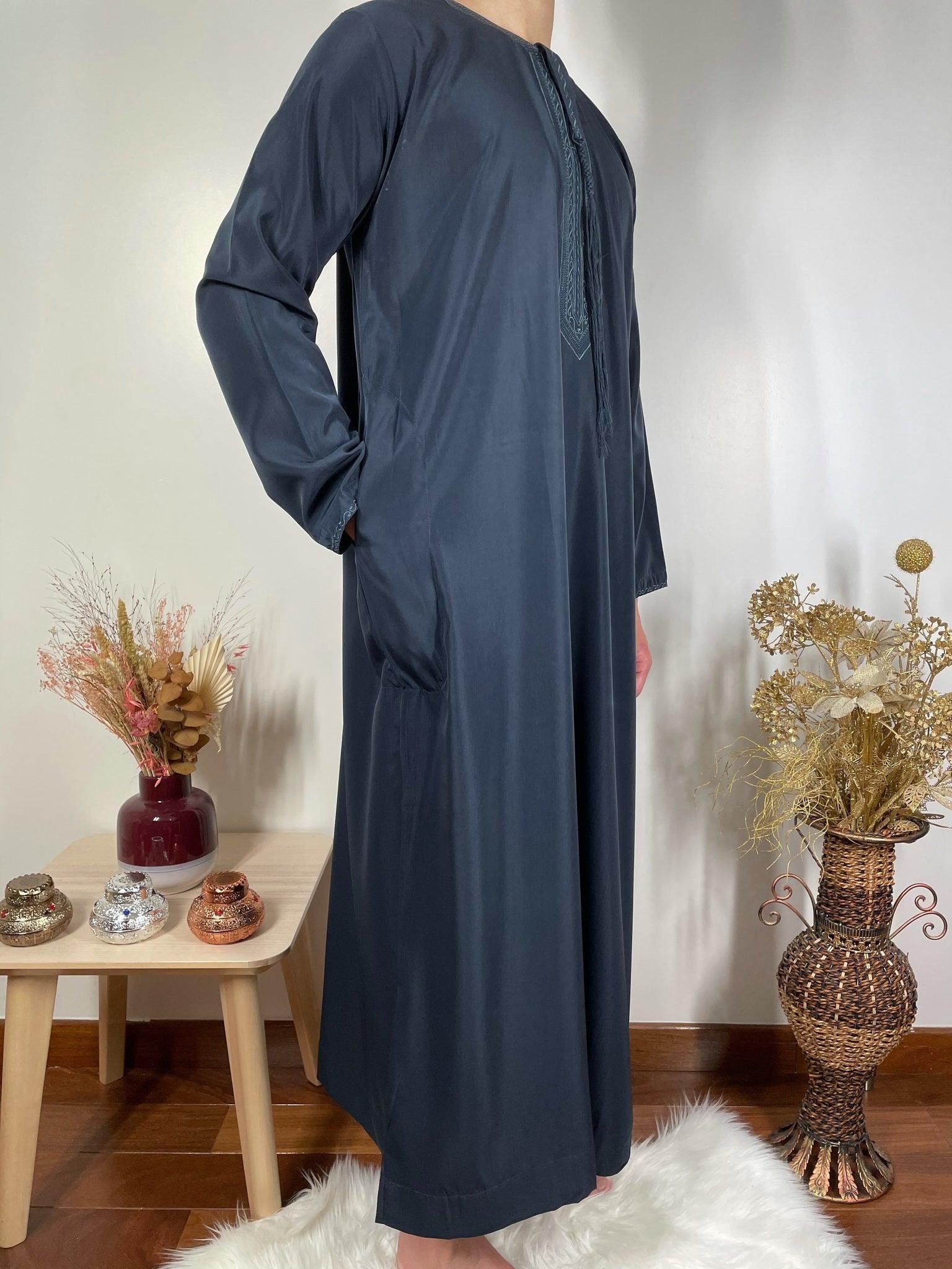 Qamis Emirati avec cravate - Bleu Marine - My Qamis Homme