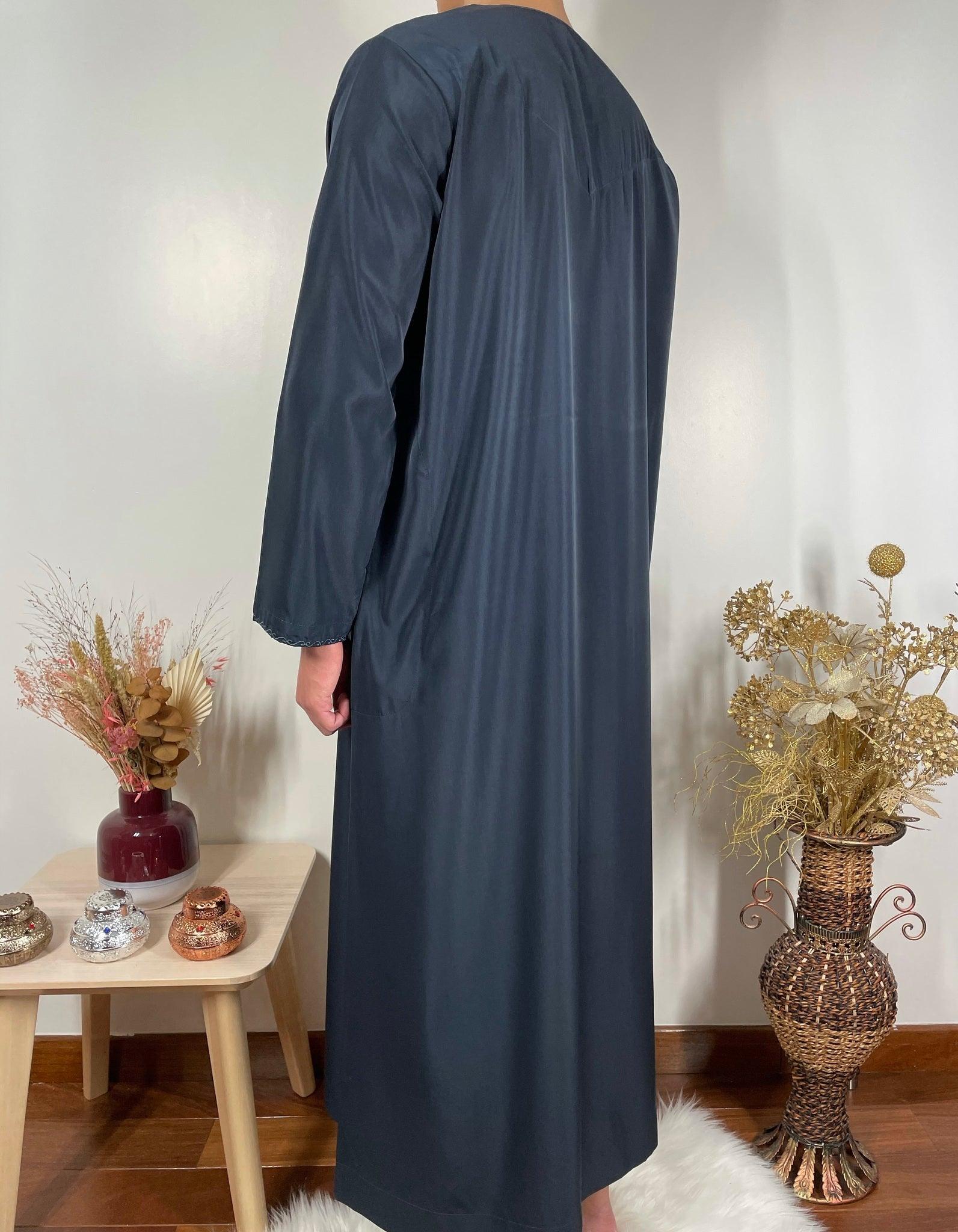 Qamis Emirati avec cravate - Bleu Marine - My Qamis Homme