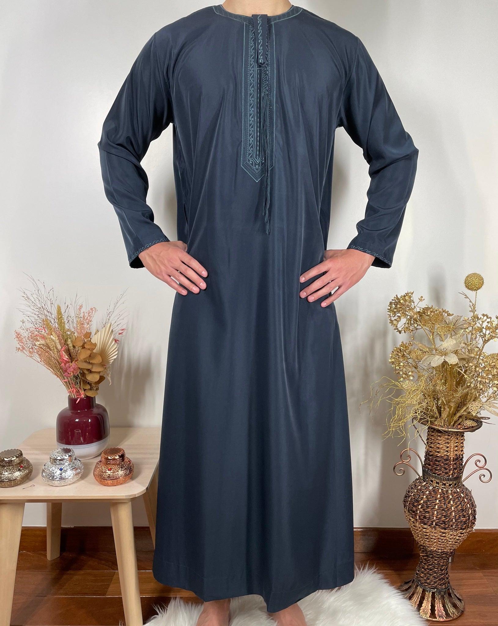 Qamis Emirati avec cravate - Bleu Marine - My Qamis Homme