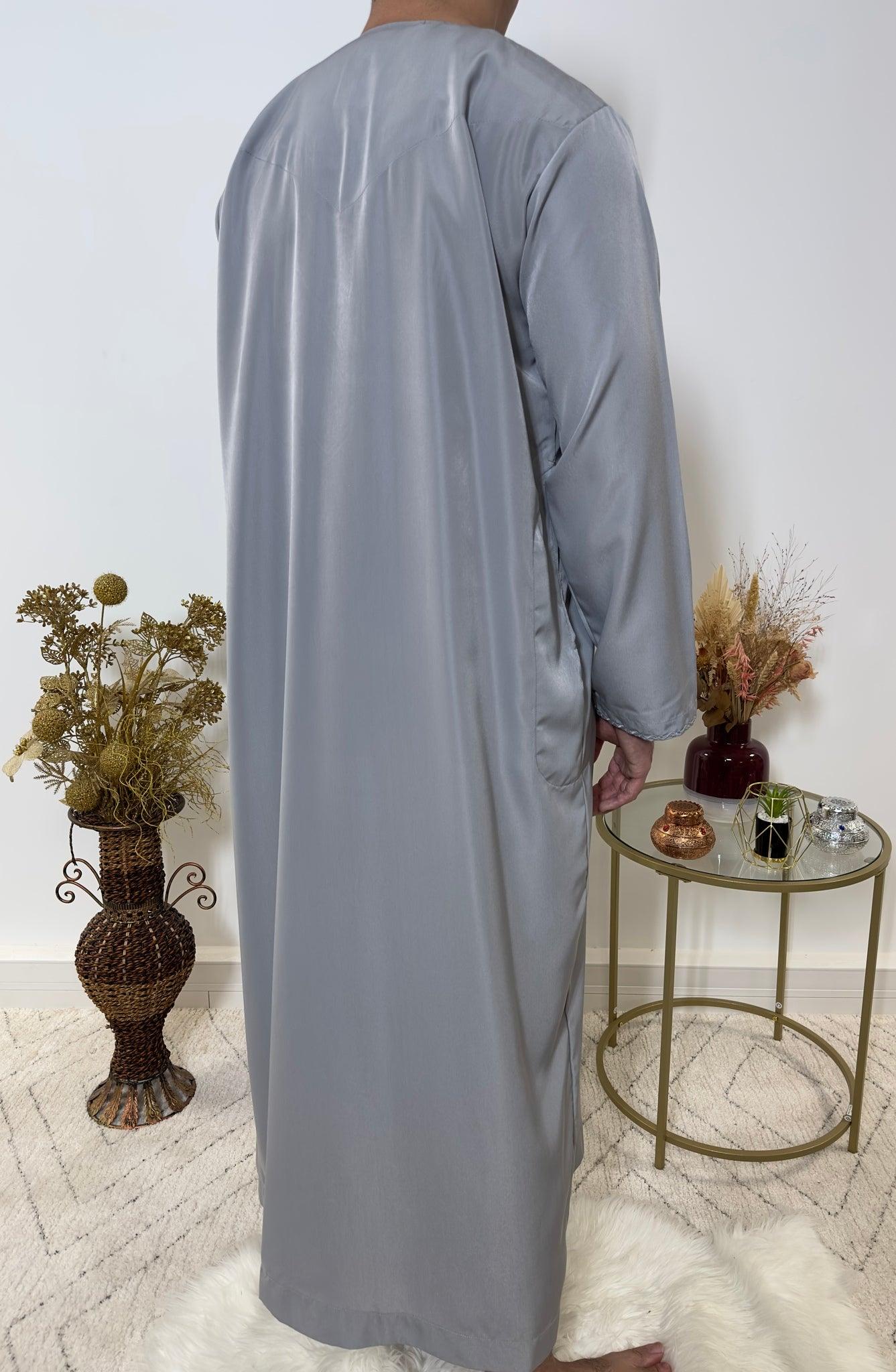 Qamis Emirati avec cravate - Gris - My Qamis Homme