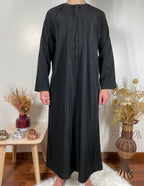 Qamis Emirati avec cravate - Noir - My Qamis Homme