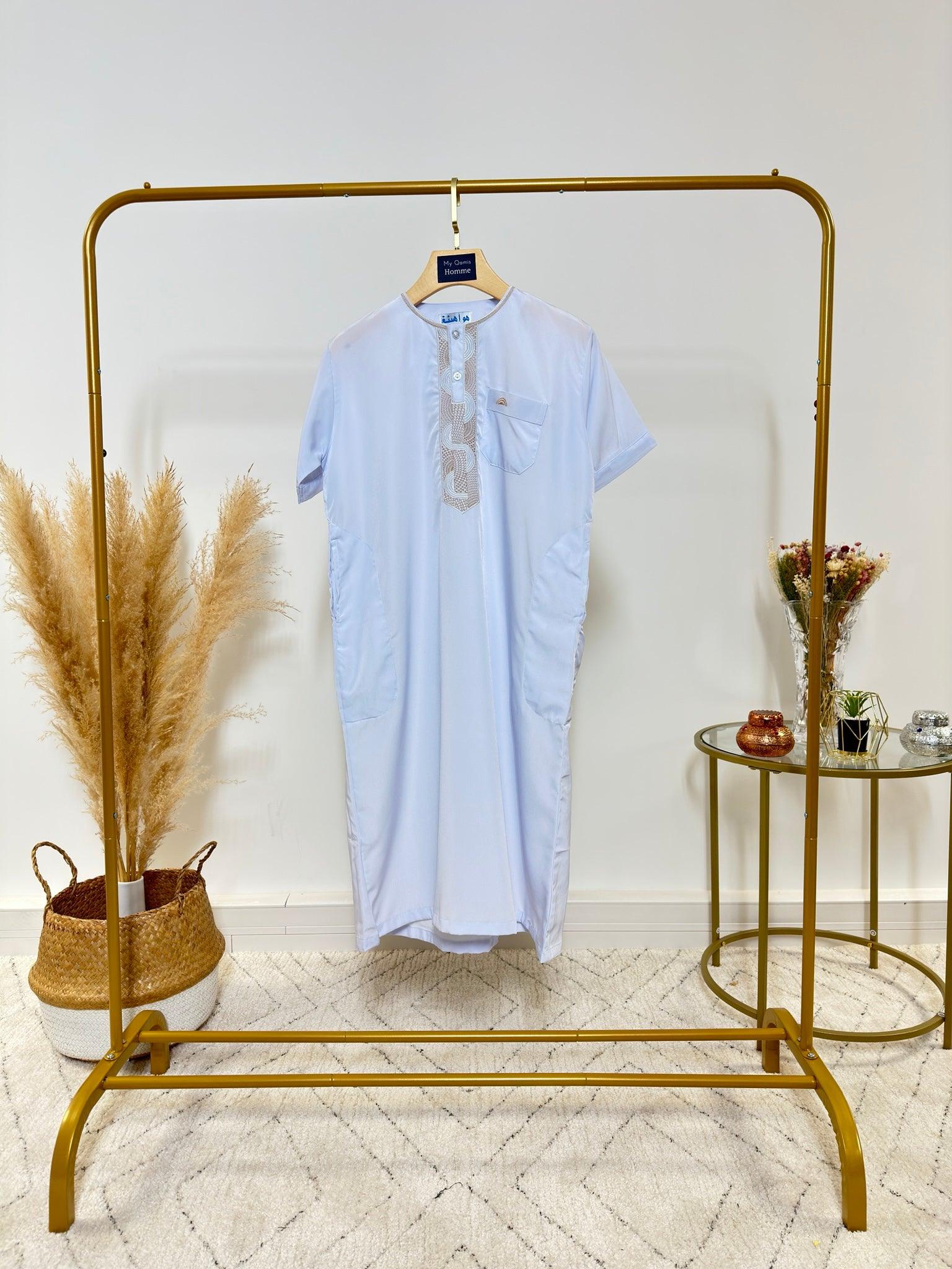 Qamis Enfant - Manches Courtes - Blanc Dorée - My Qamis Homme