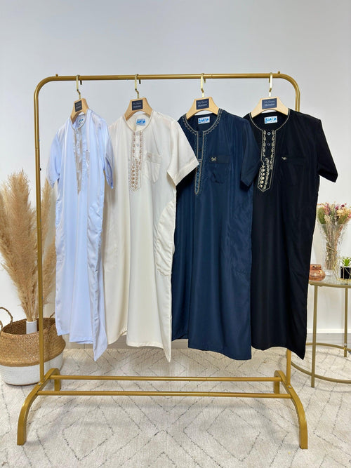 Qamis Enfant - Manches Courtes - Blanc Dorée - My Qamis Homme