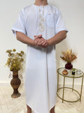 Qamis Manches Courtes - Blanc Bleuté - My Qamis Homme