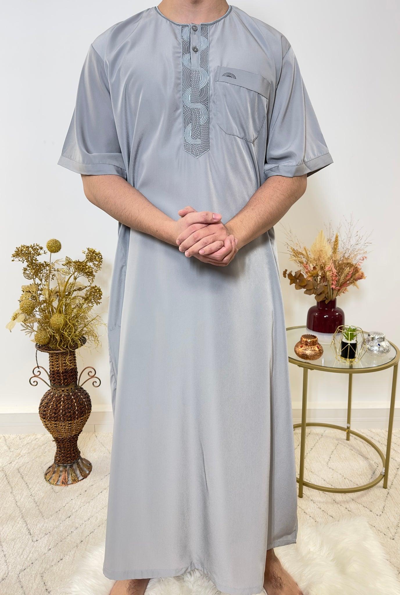 Qamis Manches Courtes - Gris - My Qamis Homme