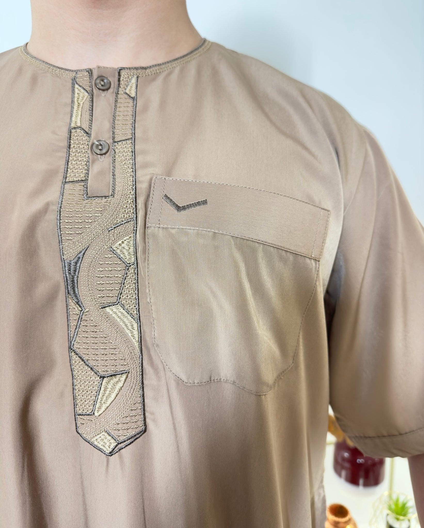 Qamis Manches Courtes - Taupe - My Qamis Homme