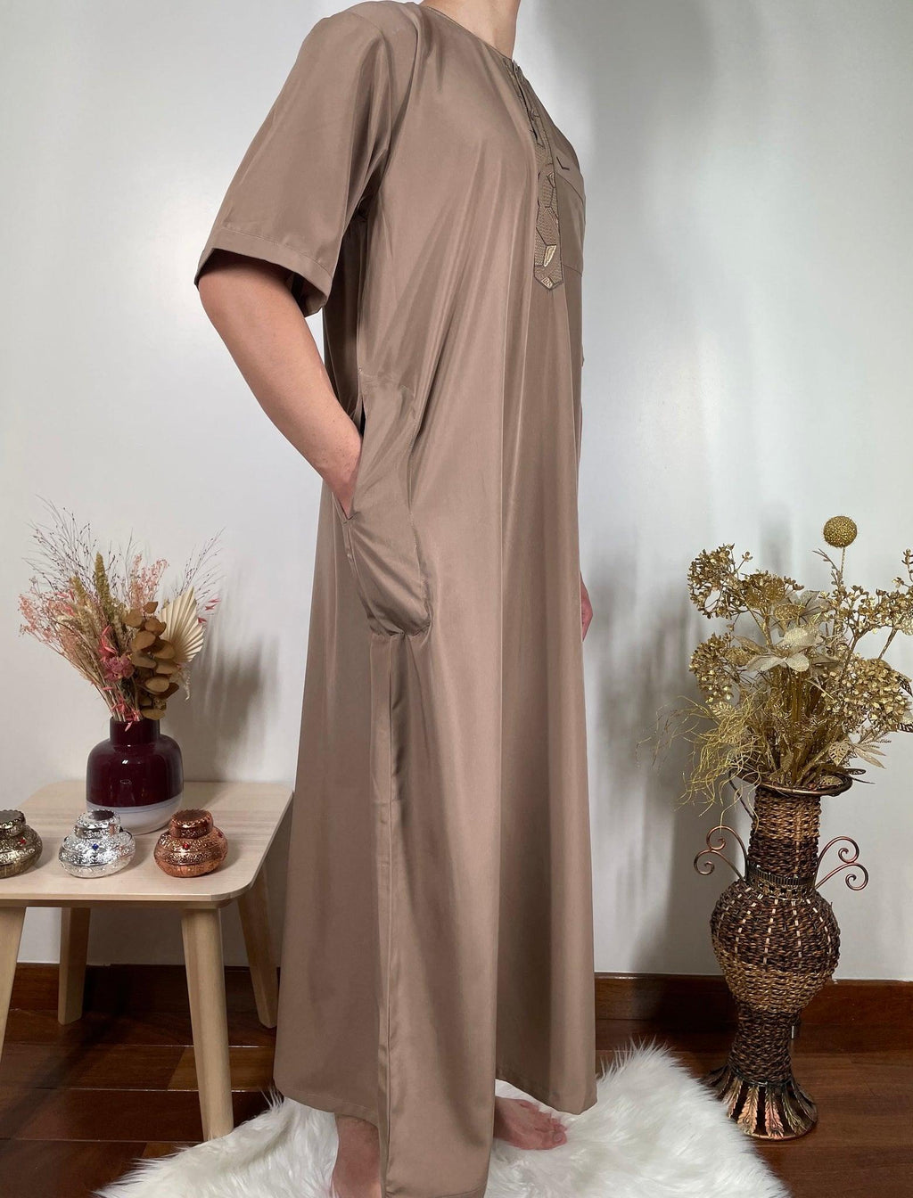 Qamis Manches Courtes - Taupe - My Qamis Homme