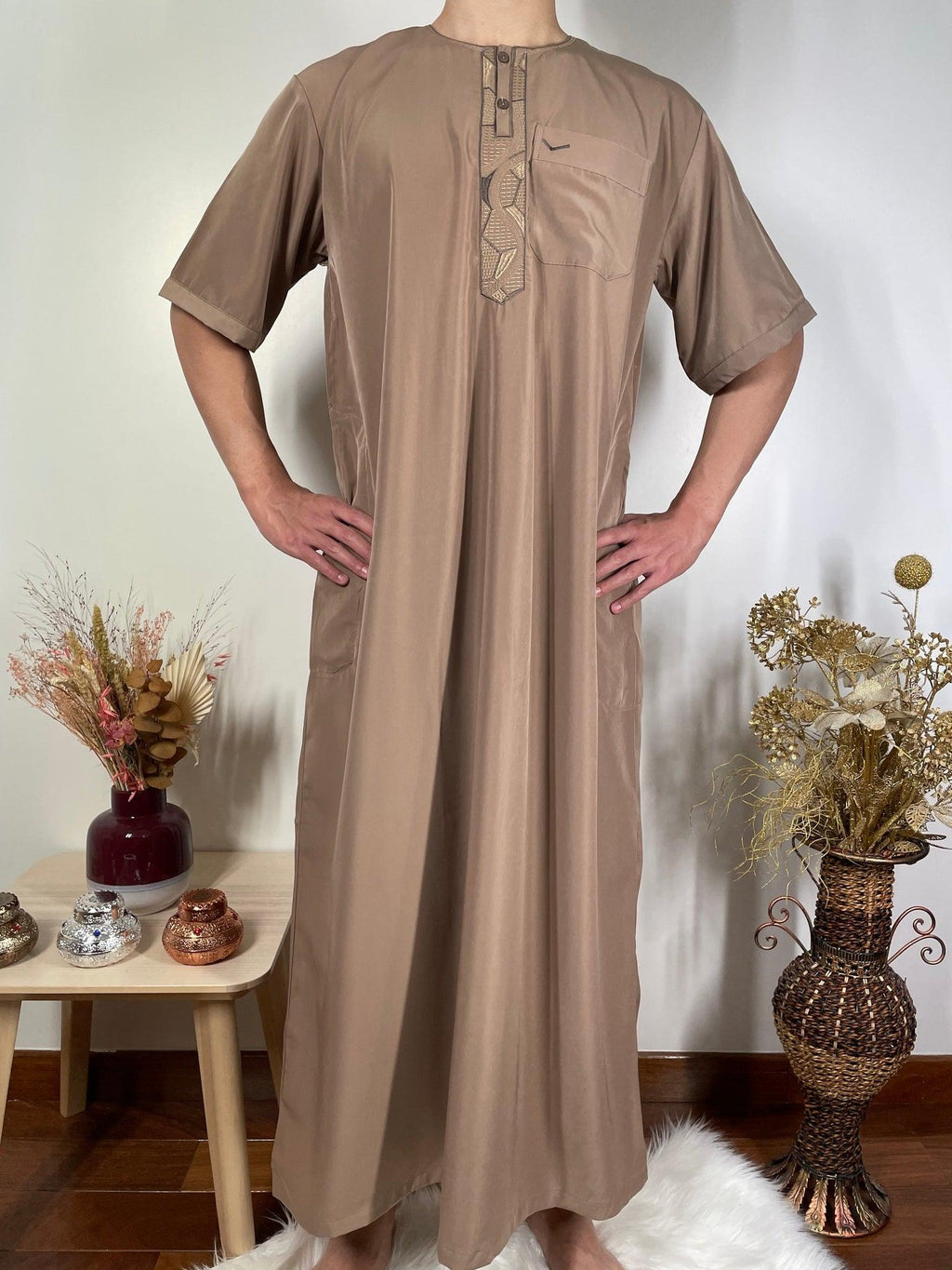 Qamis Manches Courtes - Taupe - My Qamis Homme