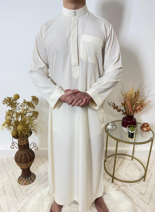 Qamis Saoudien avec Col Mao - Beige - My Qamis Homme