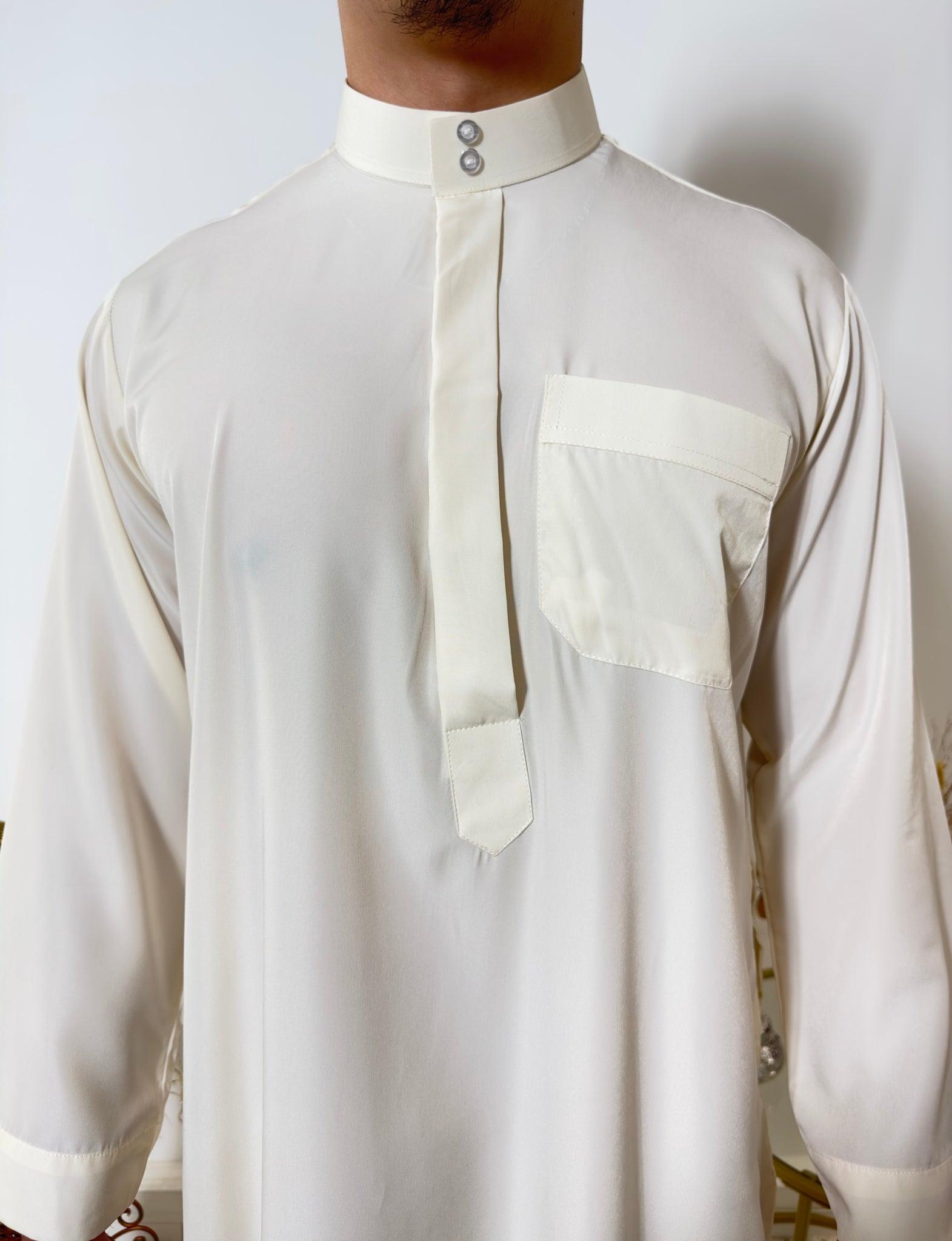 Qamis Saoudien avec Col Mao - Beige - My Qamis Homme