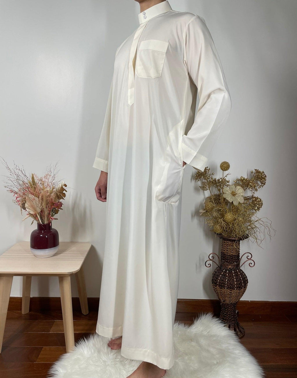 Qamis Saoudien avec Col Mao - Beige - My Qamis Homme