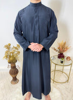 Qamis Saoudien avec Col Mao - Bleu Marine - My Qamis Homme
