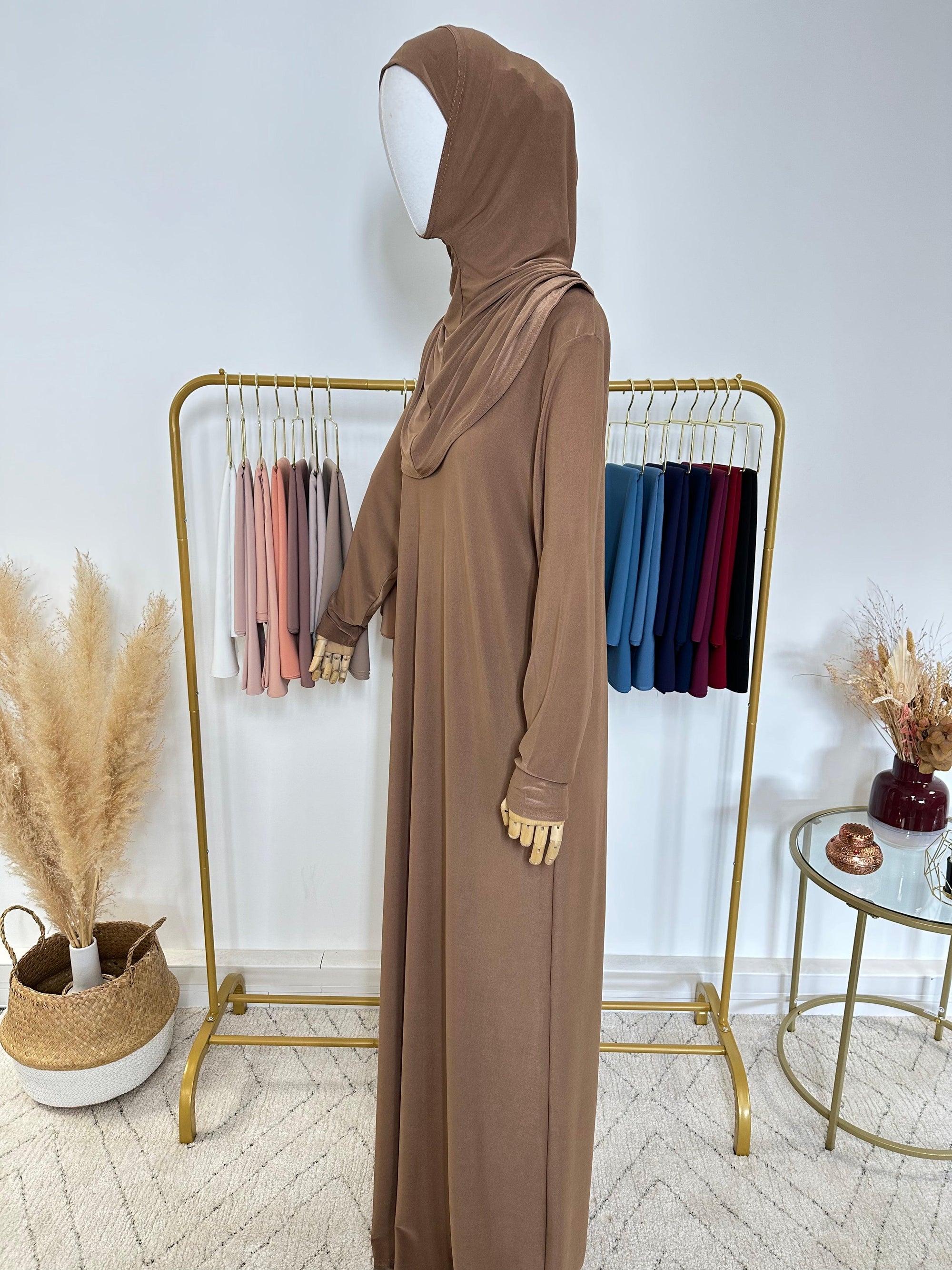 Robe de prière avec voile intégré - Marron - My Qamis Homme